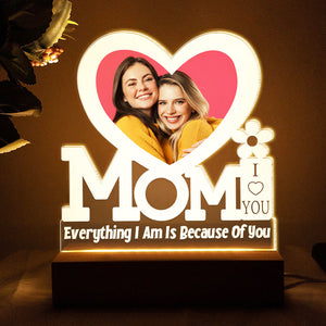 Personalized Gifts For Mom LED Light Everything I Am Is Because Of You - Led Night Light - GoDuckee