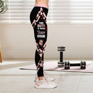 This Butt Is Taken By A Crazy Husband, Gift For Couple, Personalized Tank Top And Legging, Custom Photo Funny Legging - AOP Products - GoDuckee