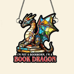 Personalized Gifts For Book Lover Suncatcher Ornament Dragon Reading Book 032XQMH060125 - Ornament - GoDuckee