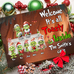 It's All Toasty Inside, Personalized Green Monster Family Door Mat GO1DOR-01HTTN051023, Christmas Gift For Family - Doormat - GoDuckee