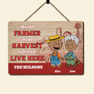 Personalized Gifts For Farmer Couple Wood Sign, Walking Hand In Hand On The Farm 01QHMH130125HG - Wood Sign - GoDuckee