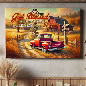 Personalized Gifts For Couple Canvas Print 02qhtn121224 God Blessed The Broken Road That Led Me Straight To You - Poster & Canvas - GoDuckee