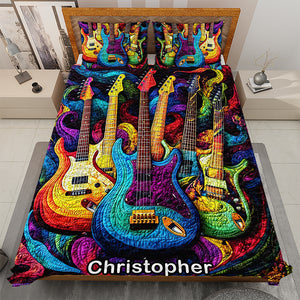 Personalized Gifts For Guitar Lovers Quilt Bedding Set Special Line Radiant Tones 11QNQN301224 - Blanket - GoDuckee