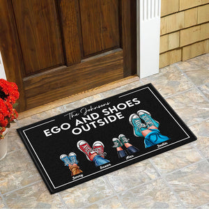 Ego And Shoes Outside, Gift For Family, Personalized Doormat, Sneakers Family Doormat 05QHHN181223TM - Doormat - GoDuckee