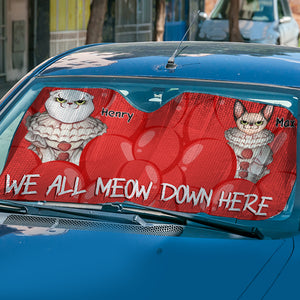 We All Meow Down Here, Personalized Windshield Sunshade, Gifts For Cat Lovers - Doormat - GoDuckee