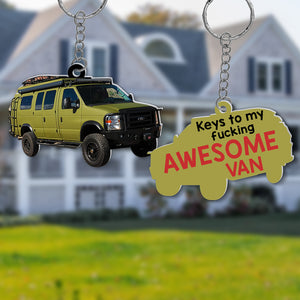Keys To My Fucking Awesome Van- Custom Car Photo Keychain PW-KCH-02qhqn040723 - Keychains - GoDuckee