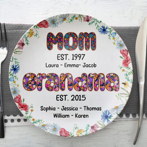 Personalized Gifts For Mom Ceramic Round Plate 02xqpu240325 - Ceramic Round Plate - GoDuckee