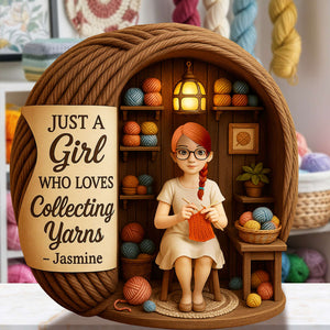 Collecting Yarn Girl Acrylic Plaque - Personalized Gifts For Knitting Lovers 06TOLU190725 - Shaped Plaques - GoDuckee