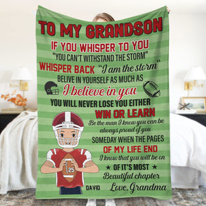 Always Proud Of You Personalized American Football Blanket Gift For Grandson - Blanket - GoDuckee