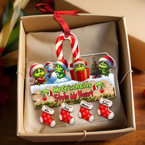 Personalized Gift For Grandma Christmas Ornament Green Monster Kids 01KAMH261124 - Ornament - GoDuckee