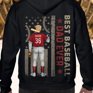Best Baseball Dad Ever Personalized Shirt, American Flag Pattern Shirt, Birthday Gift, Father's Day Gift For Baseball Lovers - Shirts - GoDuckee