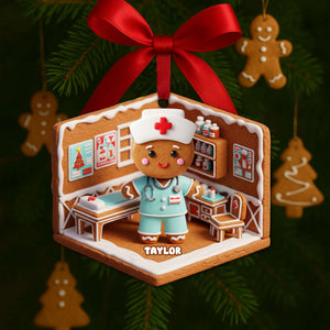 Nurse Gingerbread Christmas Wood Ornament - Personalized Gift For Nurses 06PGLU160825 - Ornament - GoDuckee