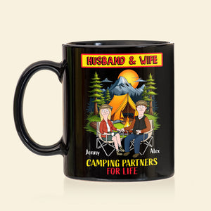 Personalized Gifts For Camping Couple Coffee Mug 03xqmh100225pa Husband And Wife - Camping Partners For Life - Coffee Mug - GoDuckee
