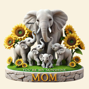 Elephant Mom Plaque - Personalized Gift For Mom 01HUTN190425 - Shaped Plaques - GoDuckee
