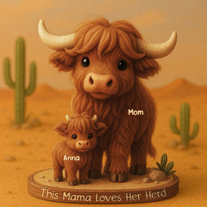 Personalized Gifts For Mom Plaque Highland Cow Mama 03XQDT150425 - Shaped Plaques - GoDuckee