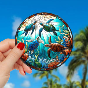 Personalized Turtle Stained Glass Ornament 03acxx210824/02acqn230824 - Ornament - GoDuckee