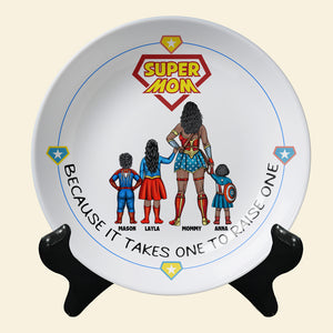 Personalized Gift For Mom Ceramic Round Plate Mother's Day Super Mom 04OHMH110325PA - Ceramic Round Plate - GoDuckee