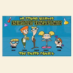 Personalized Gifts For Family Doormat No Stupid Allowed Beyond This Point 04KATN160124 Cartoon Family - Doormats - GoDuckee
