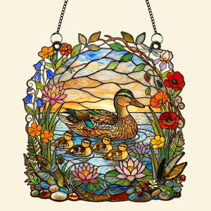 Ducky Mom Suncatcher Ornament - Personalized Gifts For Mom 04TYTN260226 - Ornament - GoDuckee