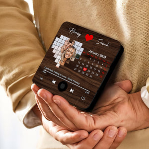 Custom Music & Photo Fridge Magnet Gifts For Couple Calendar Heart 05KAQN301224 - Fridge Magnet - GoDuckee