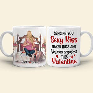Sending You Sexy Kiss This Valentine, Personalized Coffee Mug, Funny Gift For Couple, Valentine's Gifts - Coffee Mug - GoDuckee