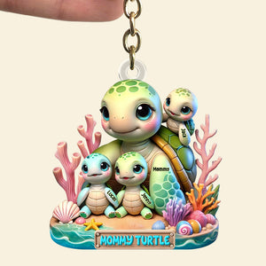 Personalized Gifts For Mom Keychain Mommy Turtle 01qhtn180425 - Keychains - GoDuckee