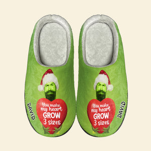 You Make My Heart Grow 3 Sizes 03HUPU171123 Personalized Home Slippers, Gifts For Him Gifts For Her - Shoes - GoDuckee