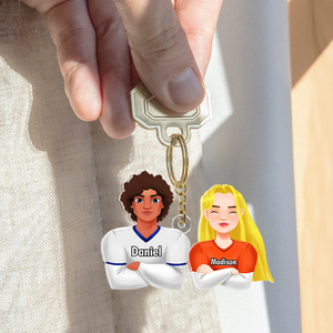 Personalized Gifts For Couple Keychain Football Lover Couple 031QHHU200125HG - Keychains - GoDuckee