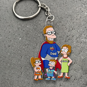Funny Dad & His Little Ones Acrylic Keychain - Personalized Gifts For Father 01QHHU160525PA - Keychains - GoDuckee