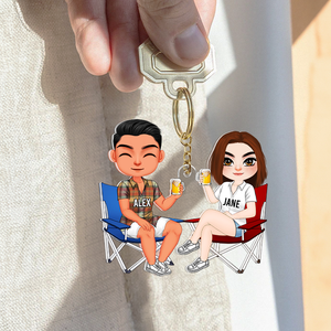 Personalized Gifts For Couple Keychain Drinking Couple 15QHHU110125HH - Keychains - GoDuckee
