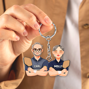 Personalized Gifts For Couple Keychain Pickleball Couple 011QHHU220125PA - Keychains - GoDuckee