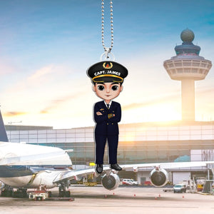 Gift For Pilot, Personalized Car Ornament, Pilot Uniform Ornament - Ornament - GoDuckee