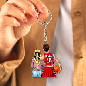 Personalized Gifts For Couple Keychain Basketball Couple 012QHHU200125TM - Keychains - GoDuckee