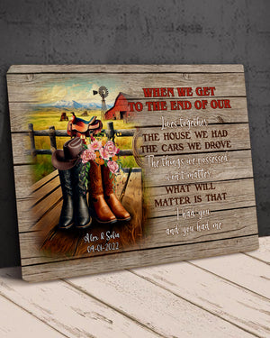 Personalized Gift For Cowboy Couple Wall Art, Cowboy Boots On Western Farm Canvas 03QHMH131224 - Poster & Canvas - GoDuckee