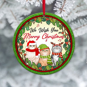 Cats, We Wish You A Merry Christmas Personalized Ornament, Christmas Gifts For Cat Lovers, 04ACPO031023 - Ornament - GoDuckee