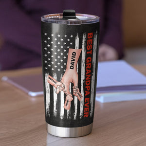 Best Grandpa Ever Personalized Tumbler, Gift For Dad, Father's Day Gift, Holding Hands With Dad - Tumbler Cup - GoDuckee