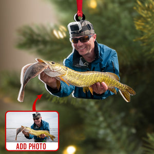 Custom Fishing Photo Ornament, Gift For Fishing Lovers - Ornament - GoDuckee