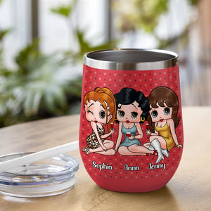 If You Fall I Will Pick You Up Personalized Besties Wine Tumbler 01NATN020823HH - Wine Tumbler - GoDuckee