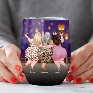 Skip The Drama Stay With Mama- Personalized Wine Tumbler- Gift For Mom- Gift For Daughter-Funny Mom Daughter Wine Tumbler - Wine Tumbler - GoDuckee