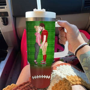 Love You To the End Zone And Back-Personalized 40oz Tumbler With Handle-04toqn061223pa - Tumbler Cup - GoDuckee