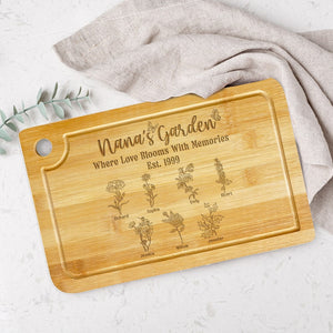 Nana's Garden Where Love Blooms With Memories-Personalized Engraved Cutting Board-02htqn271223 - Home Decor - GoDuckee