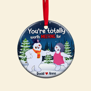 You're Totally Worth Melting For, Personalized 02NATN061023 Ornament, Christmas Gift For Couple - Ornament - GoDuckee