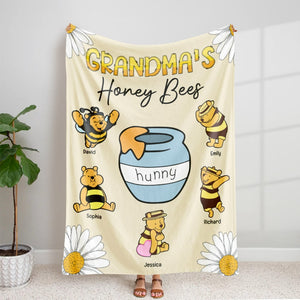 Personalized Gifts For Grandma Blanket Grandma's Honey Bees 01htqn150224 - Blankets - GoDuckee