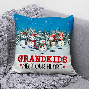 Grandkids Melt Our Heart, Personalized Square Pillow, Christmas Gifts For Grandparents - Pillow - GoDuckee