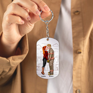 Firefighter Couple, Be Safe, I Love You, Personalized Stainless Steel Engraved Keychain, Couple Gifts - Keychains - GoDuckee