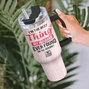 I'm The Best Thing, Custom Photo Couple Tumbler With Handle, Valentine's Gift, Gift For Couple - Tumbler Cup - GoDuckee