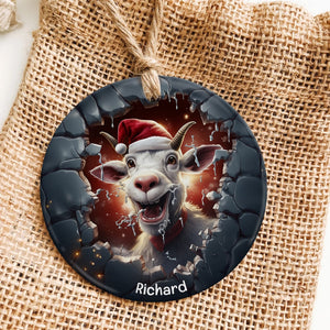 Kid Animal-Personalized Ceramic Circle Ornament- Gift For Kids- Christmas Gift - Ornament - GoDuckee