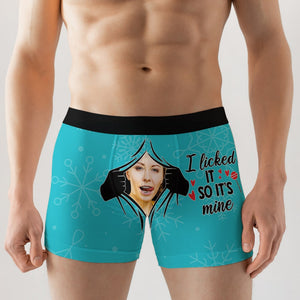 I Licked It So It's Mine, Funny Custom Photo Men Boxer Briefs, Gift For Him - Boxer Briefs - GoDuckee