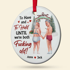 Christmas Lane Personalized Ceramic Circle Ornament, Christmas Gift For Couple - Ornament - GoDuckee