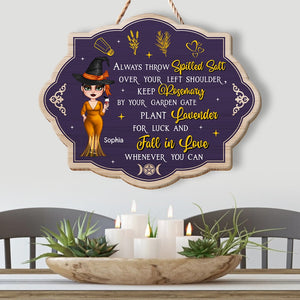Fall In Love Whenever You Can- Personalized Wood Sign- Halloween Gift- Witch Wood Sign - Wood Sign - GoDuckee